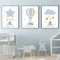 GLITZFAS Kinder Poster 3er Set, Wolken Sterne Poster Wandbilder - Ohne Rahmen - Islamische Bilder Wandposter Set Kunstposter Wanddeko für Kinderzimmer (30 x 40 cm)