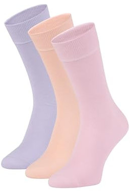 ZOOKSY - 3x Socken Set - Einfarbige, Bunt BASIC (36-40) | Tennissocken aus Baumwolle | Business Socken für Damen und Herren | Farbe: Flieder, Puderrosa, Hellorange