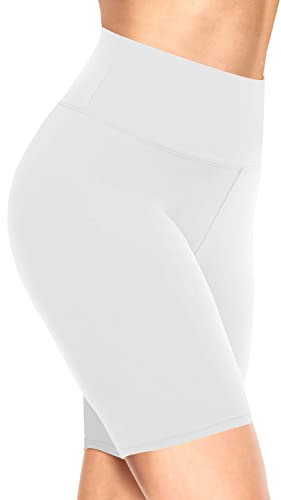 TNNZEET Radlerhose Damen Hohe Taille Kurze Sporthose Leggings Blickdicht Sommer Shorts Yoga Hose für Gym Sport (Weiß,S-M)