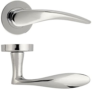 ERA Polished Chrome Sweep Door Lever | Internal Door Handles | Sleek Design on Linear Rose | Modern Lever Interior Door Handle Handle Set with Fixing Kit