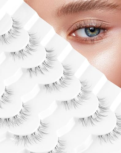 Onlyall Wimpern Natürlicher Look Falsche Wimpern Natürlicher Look Wispy Wimpern Kurze Wimpern Falsche Wimpern Klarer Band Wimpern 7 Paare A23