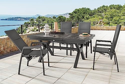 Destiny Sitzgruppe Costa Garda 4 Hochlehner + Tisch 160/210x100x75cm ausziehbar