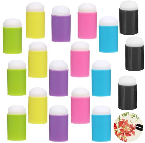 Eowppue 18 Pcs Kids' Finger Painting Sponge Set - Finger Covers for Mess-Free Art Fun, Sponge Stamps for Preschool Creative Activities, Sponge Stencils for Child-Friendly Craft Time
