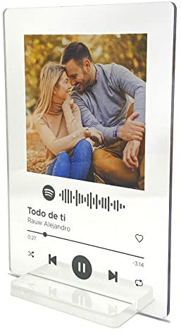 Panorama Placa Spotify Personalizada con Foto - Diseño con Código escaneable de Canción - Regalo Boda, Comunión y Cumpleaños Mejor Amiga