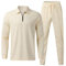 MANYMANY Herren-Sweatshirt-Trainingsanzug mit Viertelreißverschluss Workout-Sportanzug lässiger Polo-Jogging-Sweatanzug