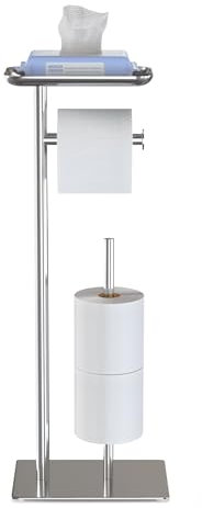 Portarrollos de Papel higiénico Independiente con Estante de Almacenamiento Superior, Soporte para Papel higiénico, Almacenamiento de 4 Rollos de Reserva