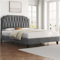 Yaheetech Letto con Testiera Imbottita 31 cm Altezza Regolabile 140 x 200 cm Telaio con Rete a Doghe in Legno e Metallo Grigio Scuro