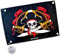 Liontouch - Bandera Pirata Capitán Cross - 100 x 70 cm | Juguete para Interior y Exterior con Fondo Negro y Calavera | Accesorio de Aventura para Niños en el Caribe