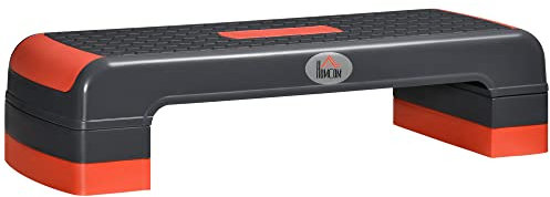 HOMCOM Stepper Aerobica Regolabile su 3 Altezze, Step Fitness in Plastica per Allenamento a Casa e Palestra, 78x28x10/15/20 cm, Rosso e Grigio