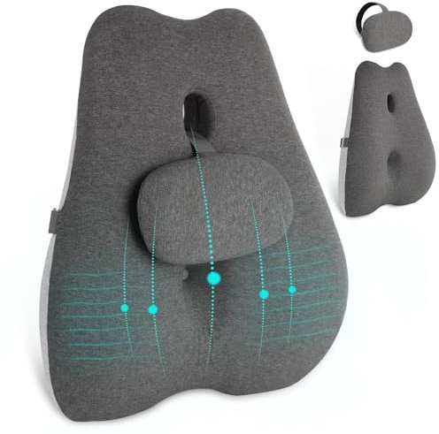 MzGro Lumbar Support Cushion for Office Chair - High Density Memory Foam Back Support Cushion for Back Pain Relief - Pressure Relief Lumbar Pillow for Long Sitting, Working, Driving