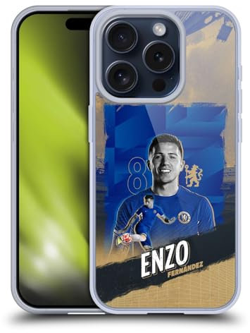 Head Case Designs Offizielle Chelsea Football Club Enzo Fernández 2023/24 Erstes Team Soft Gel Handyhülle Hülle kompatibel mit Apple iPhone 15 Pro
