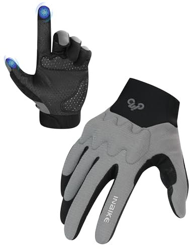 INBIKE MTB Moutainbike Handschuhe Fahrradhandschuhe Langfinger Herren Touchscreen rutschfest Stoßfest Elastisch Reflektierend Atmungsaktiv Radsport Multifunkton IHC539 Grau L