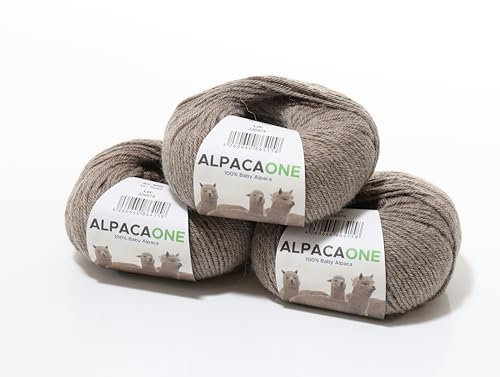 150 Gramm 100% Baby Alpaka Wolle 112m 4-4,5 Nadelstärke Nm 4/9 Strick-Häkel Garn Strickwolle, Farbe: Taupe