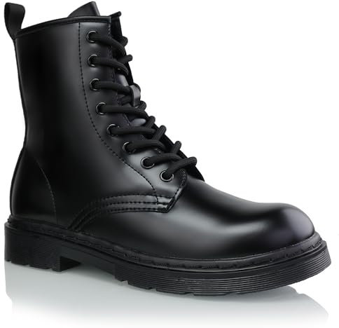 CULTZ Essential 8 Eyelet Stiefeletten mit Reißverschluss Combat Boots Damen Stiefel BLACK SMOOTH2 39