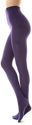Gi&Gi 1274 Collants opaques d’hiver pour femme, en microfibre 3D, collants taille haute renforcés, 120 deniers, colorés, Violet foncé., L/XL
