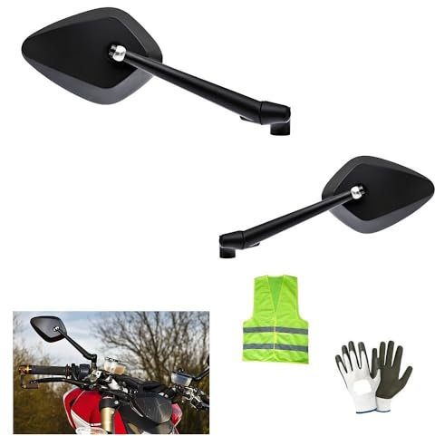 KOMPATIBEL MIT Yamaha WR 125 X Paar Spiegel FÜR Motorrad-LENKERSPIEGEL ZUGELASSENER RÜCKSPIEGEL Schwarze FAR DX+SX+MONTAGESATZ M8 SX-DX-10X1,25 SX-DX INKLUSIVE