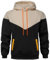 comefohome Hoodie Herren Pullover Langarm Sweatjacke Kapuzenpullover Farbblock Casual Sweatshirt Hoody Kapuzenjacke mit Tasche Beige Schwarz M