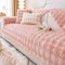 Flauschiges Kaninchen-Plüsch-Sofa-Pads, verdicktes Winterkissen für Ledersofa, rutschfester Möbelbezug, Handtuch, Rosa, 110 x 160 cm