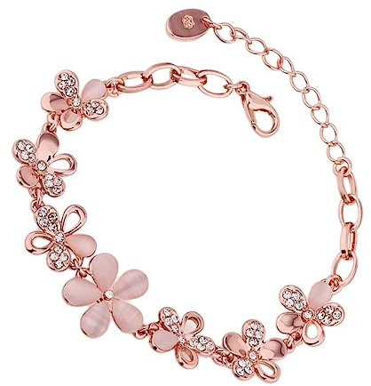 Bracelets en or rose Bracelet for femme Bracelet en perles Bracelet à fleurs Bracelet en perles en or rose Bracelet en cristaux Bracelet plaqué fleur Bracelets for femme Miss Opal Extender/1246