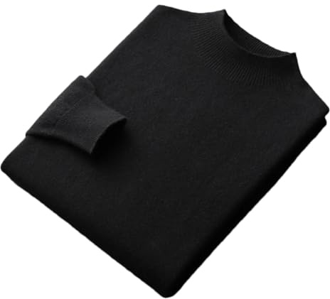 Pull 100 % laine mérinos sans couture pour homme - Pull en tricot solide - Décontracté - Col montant