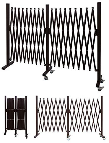 Absperrgitter HWC-B34AM, Zaun Scherengitter Trenngitter, Alu ausziehbar Laufrollen braun - Höhe 109cm, Breite 60-530cm