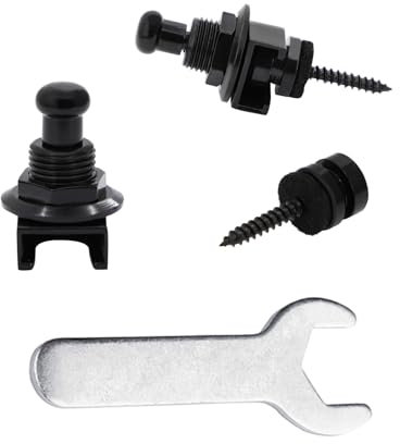 Rayzm Gitarre Strap Locks Button/Gitarrengurt Schlösser mit einem Schraubenschlüssel, Sicherheit Straplocks Rutschfeste Strap Retainer System für Akustik-/Elektro-/Bassgitarre (Schwarz)