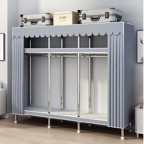 Genérico Armario De Lona Portátil con Riel para Colgar Armario De Ropa De Tela Estantes Organizador De Almacenamiento De Ropa De Tela para Ropa Organizador Ropero Plegable,A,120x45x170cm