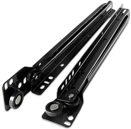 Bottom Mounted Classic Drawer Slide, Black Cold Rolled Steel Drawer Runners, 250 300 350 400 450 500 550mm, with Partial Extension, Plastic Wheels(40cm/15.7in)