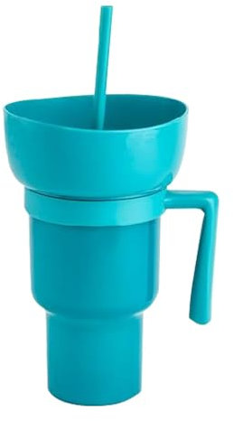 Tumbler Popcorn Bucket | Snack Cup | Bucket with Straw for Drinks | Popcorn Snack Cup | Cup Bowl Combo with Straw | Heat-Resistant Snack Containers for Travel | Park Theater | Cinemas | Home | popcorn