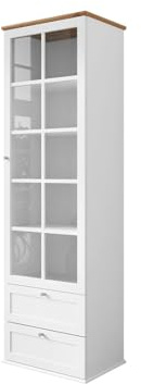 Bestmobilier - Vitrine Francesco en Bois Blanc avec Rangements 1 Porte 2 Tiroirs - Salon