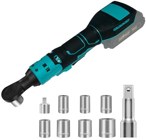 3/8 Cordless Ratchet Compatible with Makita 18V Battery, Electric Power Ratchet, 60N.m Torque Socket Wrench with Variable Speed, 7 Sockets, 1/4 Adapter & 3 Extension Bar (Batteries Not Included)