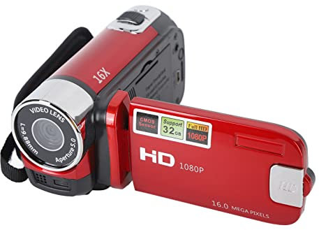 MENDUNER 4K Camcorder Vintage, 48MP Retro Camcorder, DV -Kamera 2.7in TFT Rotatable Bildschirm 16x Digital Zoom Videokamera mit USB -Kabel (Rot)