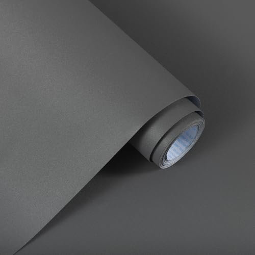 Alened Papier peint autocollant en plastique gris foncé mat - 40 x 300 cm - À décoller et à coller - Pour armoires de cuisine, meubles, murs