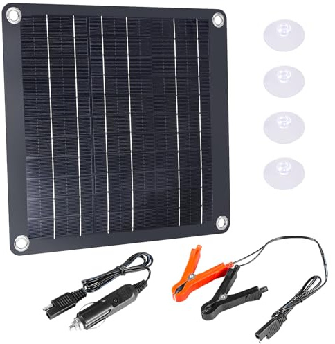 30W 12V Solar Battery Charger, Trickle Charger Maintainer with Built-in Intelligent Charge Controller, IP68 Waterproof Solar Panel for Car, Boat, Marine, RV, Trailer, Motorcycle, Farm Equipment