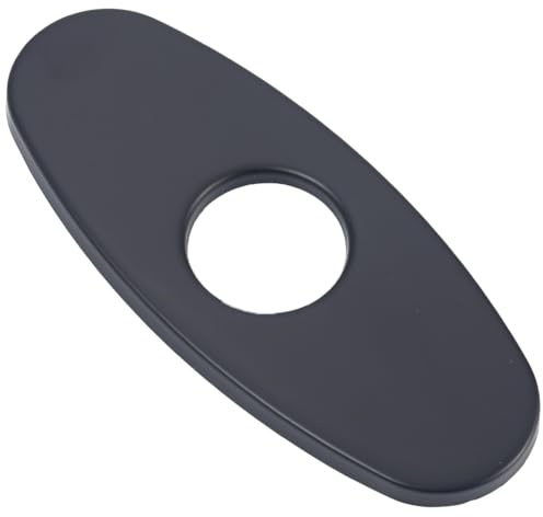 CREATCABIN Black Faucet Plate Faucet Deck Plate 5.83×2.36In Sink Hole Cover Oval Stainless Steel Sink Base Deck Cover Escutcheon for Bathroom Kitchen Single Hole Mixer Tap Easy to Install
