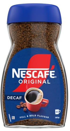 Nescafé Original Decaf Instant Coffee 190g | Pack of 1 | Full and bold flavour; enjoy hot or cold; smooth decaffeinated coffee for everyday use