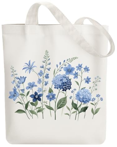 ANATTASOUL Baumwolltasche Personalisiert mit Blumen, Leinwand Geschenk Tragetasche für Damen Freundin Mama Schwestern Ehefrau Geburtstag, Muttertag Tasche 38 * 40cm