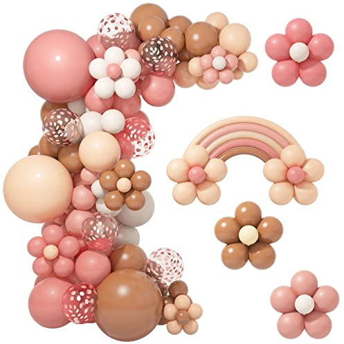 BlueCloudy 154 Stück Luftballon Girlande Rosa Bogen Kit Ballongirlande | Retro Staubrose Rosa Blush Braun Nude Luftballons Ballonbogen für Boho Themen Geburtstag Hochzeit Party Deko