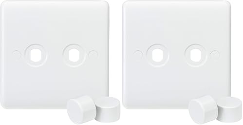 Knightsbridge CU2DIM Curved Edge 2 Gang Plate with 2 Matching Dimmer Caps, White (Pack of 2)