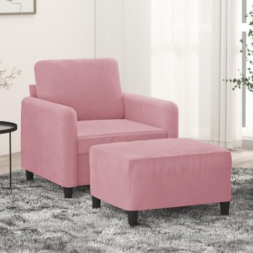 Frdhee Bodensofa Wohnzimmer, Sitzecke Sofa, Modern Couch, Sessel mit Hocker Rosa 60 cm Samt, Modern Sofas für Wohnzimmer, Schlafzimmer, Jugendzimmer, Praktisch