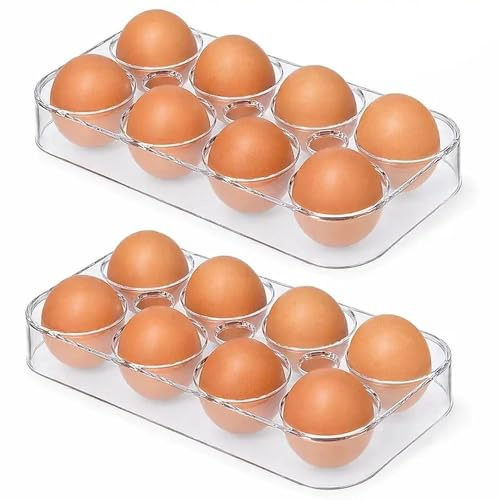 Soomuct 2PCS Egg Tray, Egg Holder, Eggs Storage, Durable Transparent Eggs Holder, Compact Design Suitable for Refrigerator or Countertop Use (17.5x8.5x2.2cm).