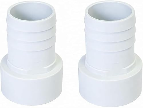 2 Stück Schlauchtülle ABS 50 mm x 38 mm, Klebeanschluss D50 x Schlauchtülle, 10 bar, Weiß, für Pool und Schwimmbadschlauch (2-Stück)
