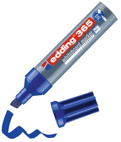 edding 365 Whiteboardmarker - blau - 1 Whiteboard Stift - Keilspitze 2-7 mm - für Whiteboard, Glas, Schreibtafel, Flipchart - trocken und rückstandsfrei abwischbar, trocknet nicht aus