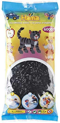 Hama 644047 – 20518 – Midi Kreativset Beutel mit 6000 Perlen – Schwarz, Klein