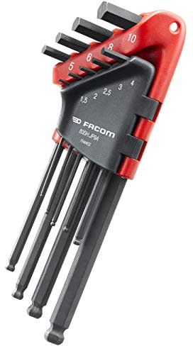 Facom 83SH.JP9APG Hex Keys Long with Spherical Head Set of 9