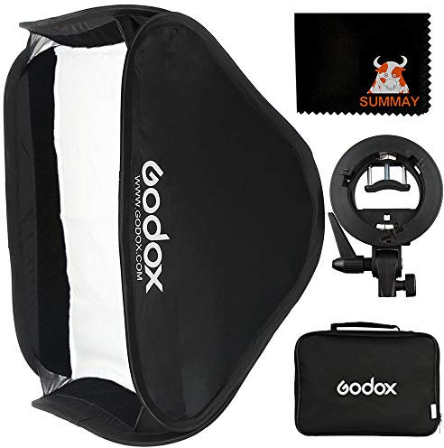 Godox 80x80 zusammenklappbare Universal-Softbox mit S-Blitzhalterung für die einstellbare Ausrichtung von Flash Bowens-Montagezubehör (SFUV8080)