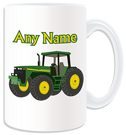 Tasse – Großer grüner Traktor, personalisierbares Geschenk, weiß