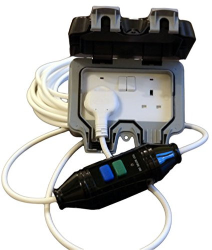 Made in Britain 25m RCD Protected 13A plug to IP66 rated 2 gang Socket Outdoor Extension Cable. Ideal for using Pressure washer, Pool Pumps, Tools, Lighting (25 metre length)