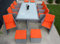 Ragnarök-Möbeldesign PolyRattan Essgruppe DEUTSCHE Marke - EIGENE Produktion Tisch 8 Stuhl 4 Hocker 8 Jahre GARANTIE Sitzkissen Rattan Platinum-Grau Gartenmöbel Gartentisch Aluminium Rattan