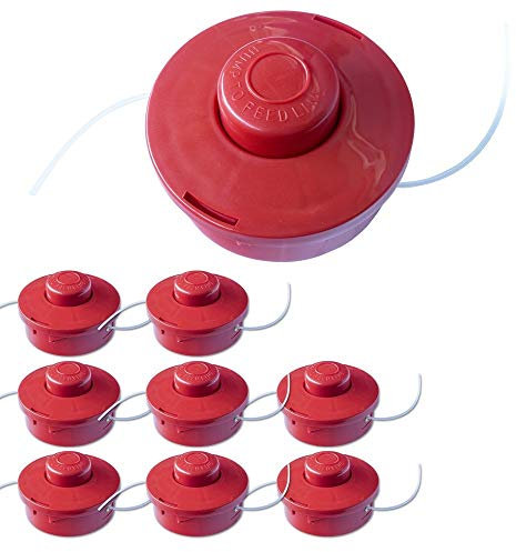 Nemaxx 08FS2 8x Fadenspule mit Tippautomatik Doppelfadenkopf Fadenkopf Mähkopf Mähfaden Nylonschnurrolle Grasschneider Zubehör Ersatz Spule für Benzin Motorsense, rot